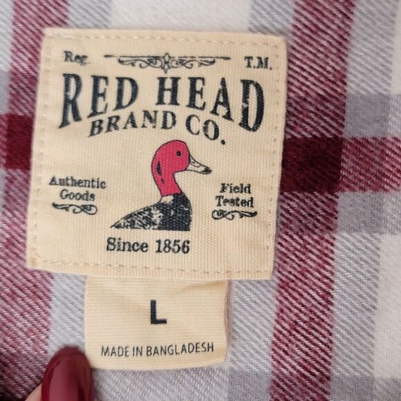 Red Head Men's Flannel Shirt Large Button Down Plaid Western Rodeo Cowboy Cotton - Picture 4 of 7